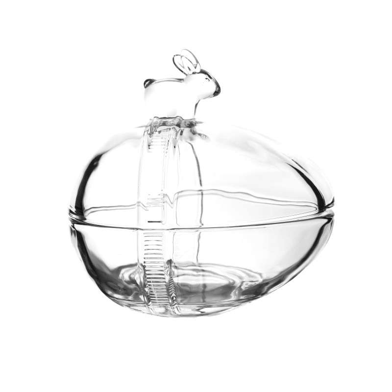Super White Soda-Lime Glass Easter Candy Jars with Bunny Handles