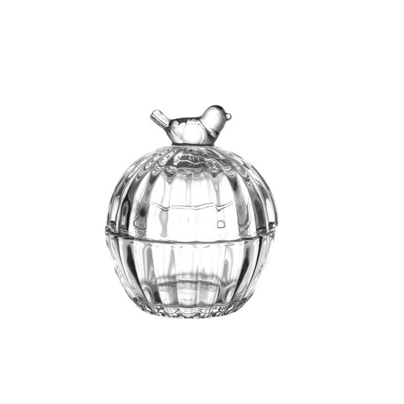 Super White Soda-Lime Glass Candy Jars Featuring Bird shaped Handles