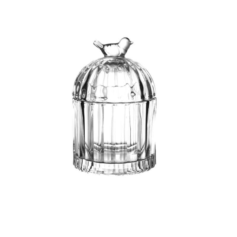 Super White Soda-Lime Glass Candy Jars Featuring Bird shaped Handles