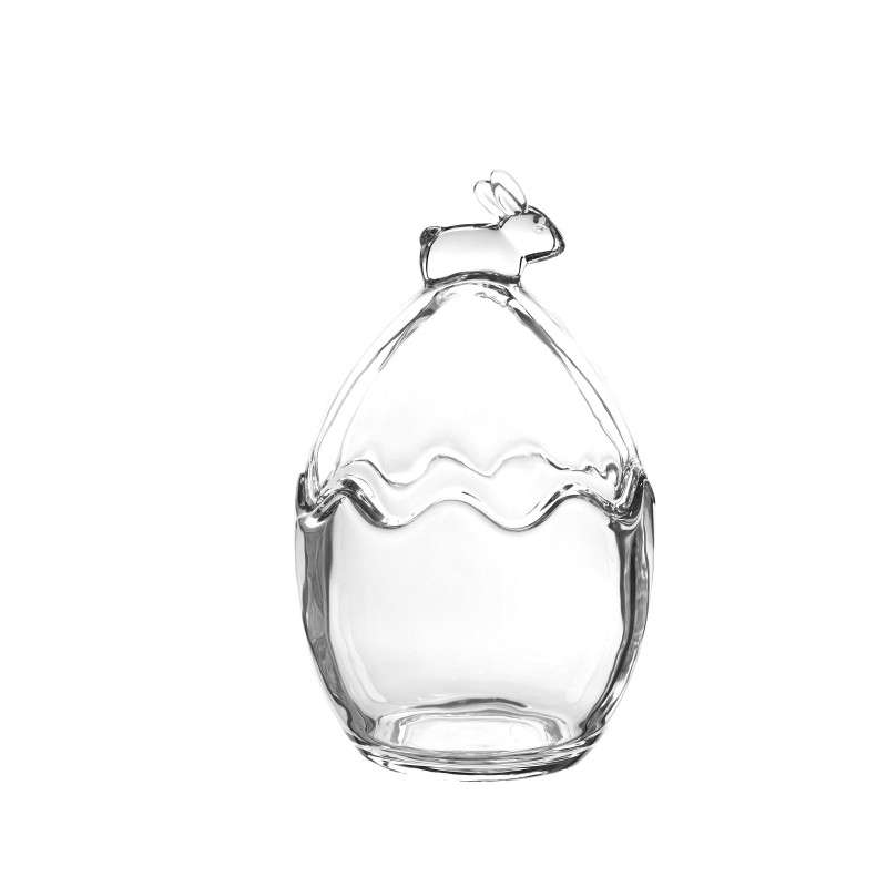 Super White Soda-Lime Glass Easter Candy Jars with Bunny Handles