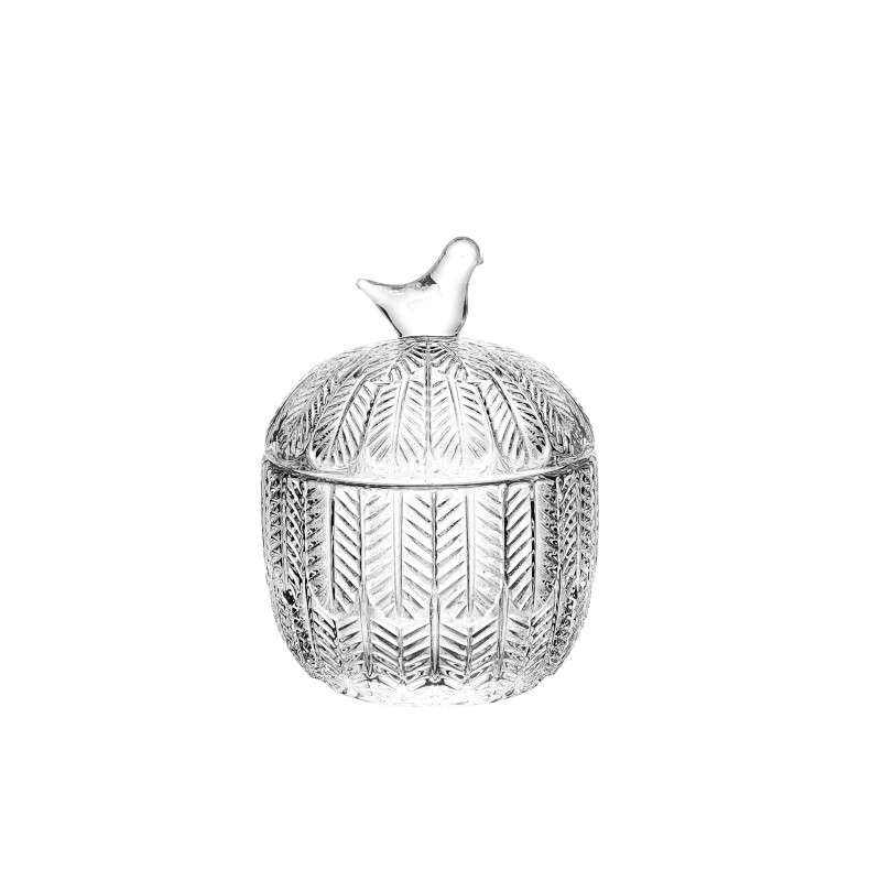 Super White Soda-Lime Glass Candy Jars Featuring Bird shaped Handles
