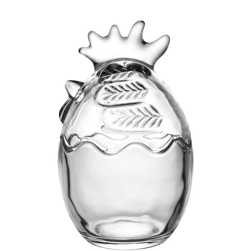 Rooster Shaped Easter Egg Candy Jars Crafted from Super White Soda-Lime Glass