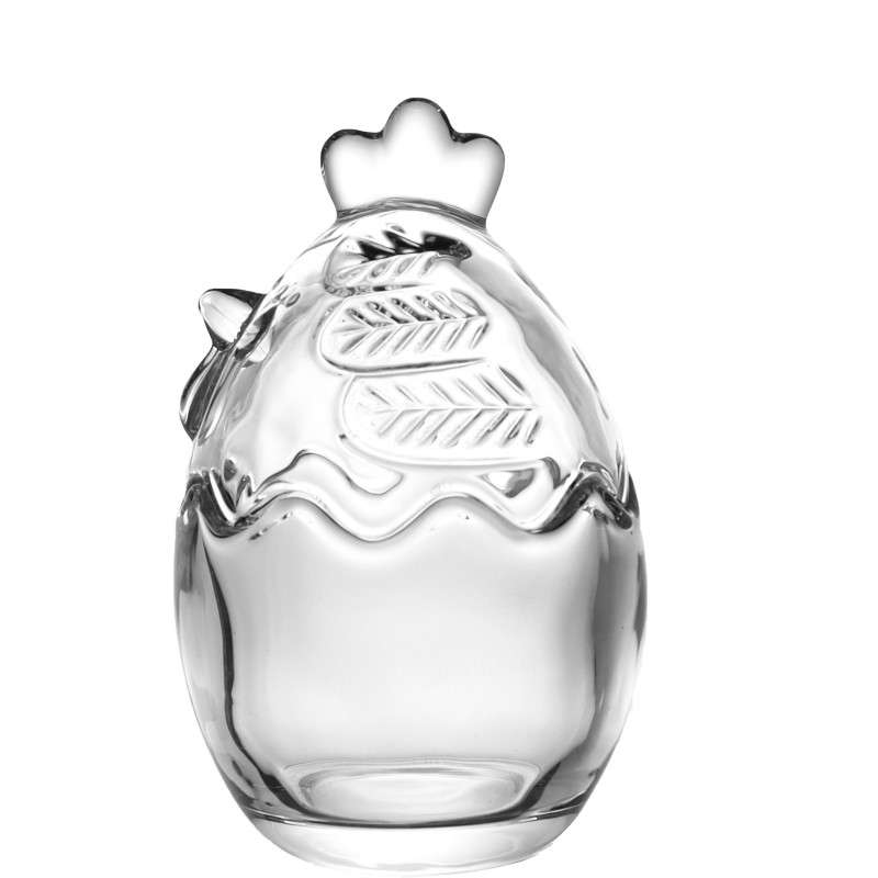 Chick Shaped Easter Egg Candy Jars Crafted from Super White Soda-Lime Glass