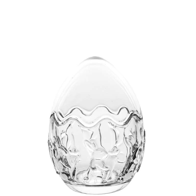 Super White Soda-Lime Glass Easter Egg Candy Jars with Rabbit Relief Patterns