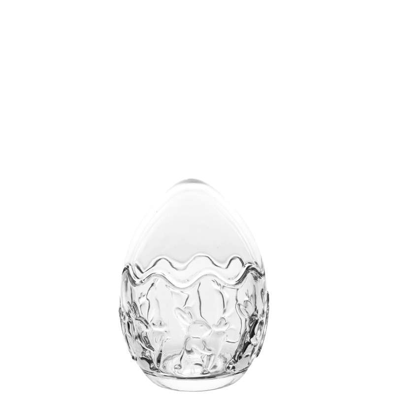 Super White Soda-Lime Glass Easter Egg Candy Jars with Rabbit Relief Patterns