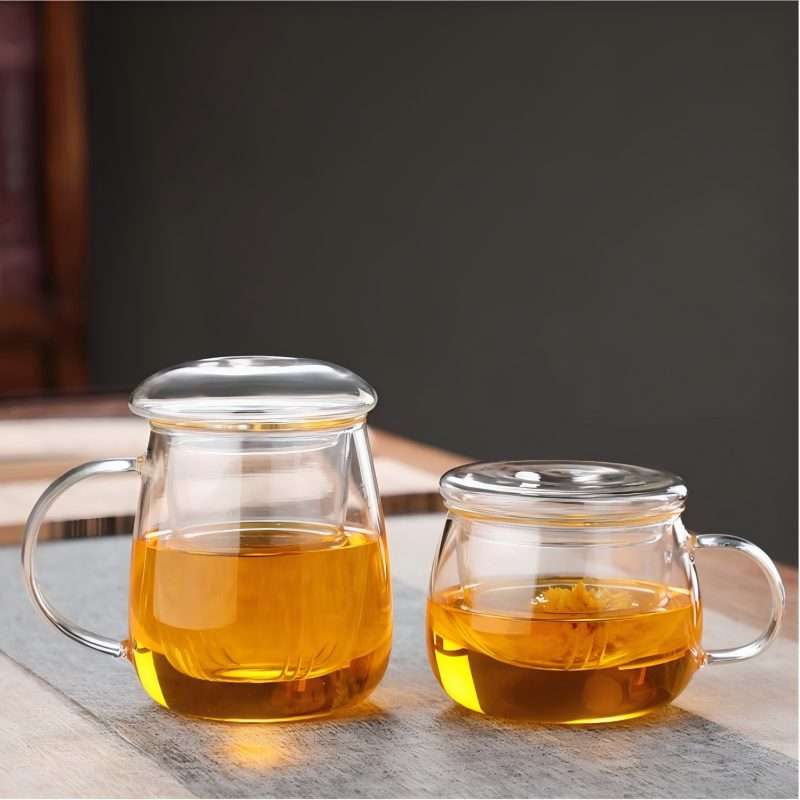 Heat-Resistant High Borosilicate Glass Pots with Built-In Glass Infuser, Multiple Styles & Capacities, Ideal for Tea & Coffee (9)