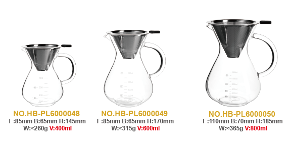 High Borosilicate Glass Coffee Pot with Measuring Scale Markings & 304 Stainless Steel Filter (1)