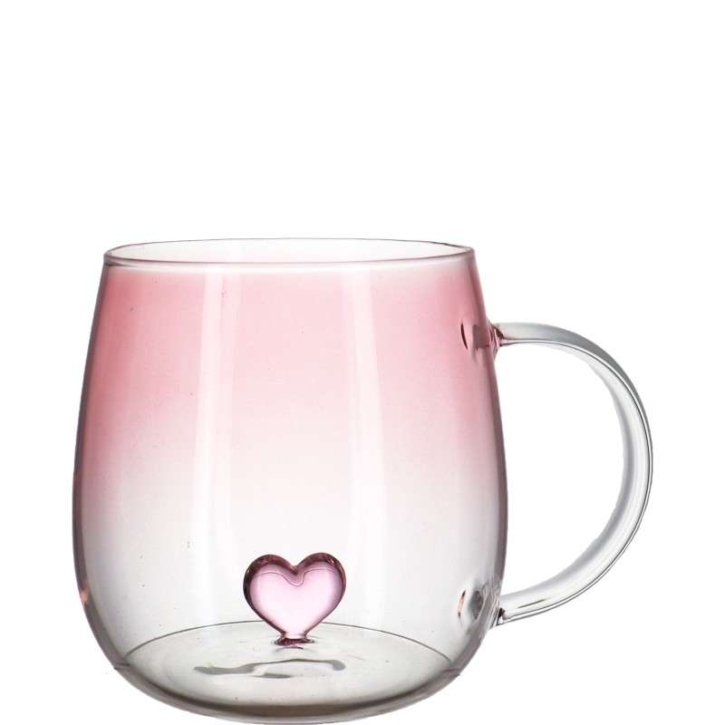 Lovely High Borosilicate Glass Cups with Heart-Shaped Inner Linings & Gradient Spray Coating (1)
