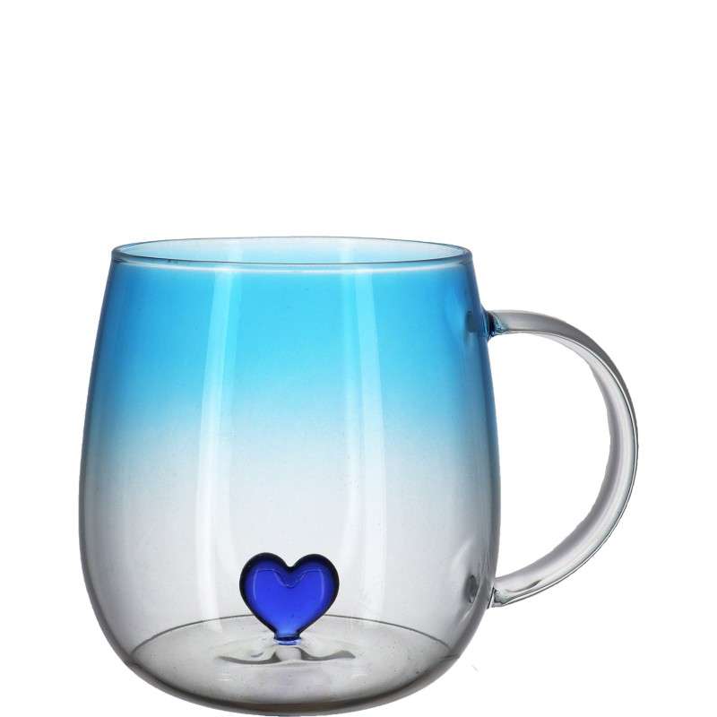 Lovely High Borosilicate Glass Cups with Heart-Shaped Inner Linings & Gradient Spray Coating (2)