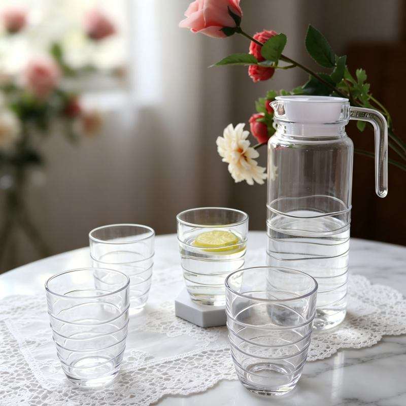 Machine-Made Soda-Lime Glass Drinkware Set, Wavy Texture Series (3)