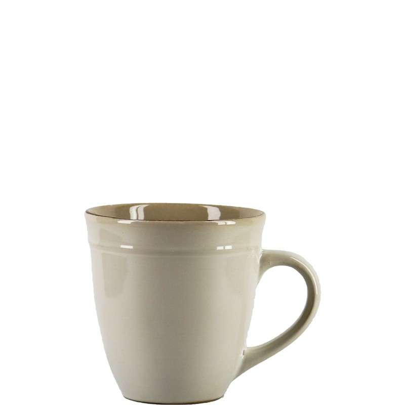 Beige Glazed Stoneware Set with Scalloped Petal Rim (4)