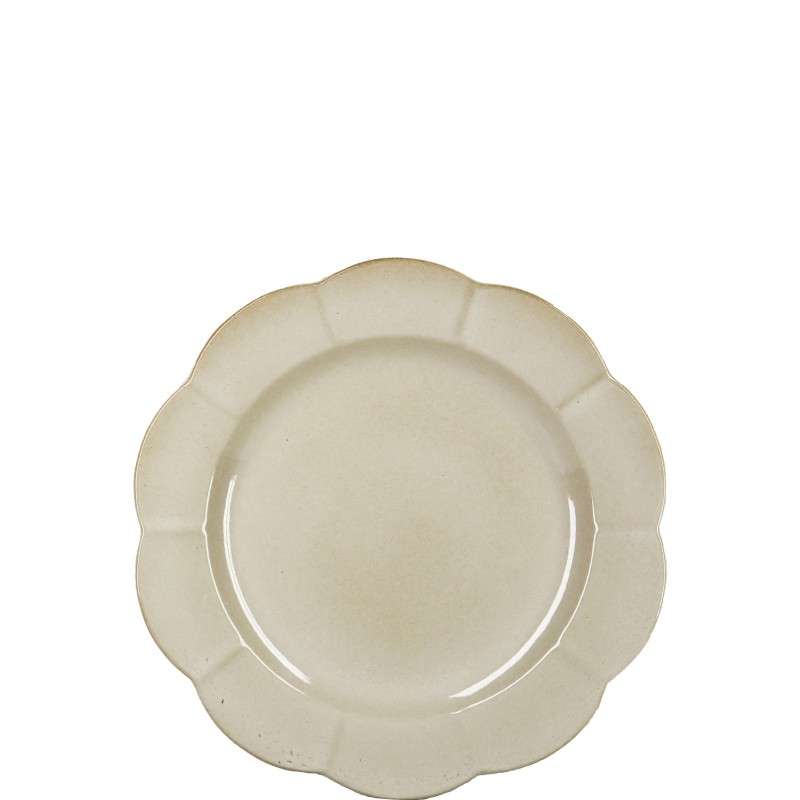 Beige Glazed Stoneware Set with Scalloped Petal Rim (7)