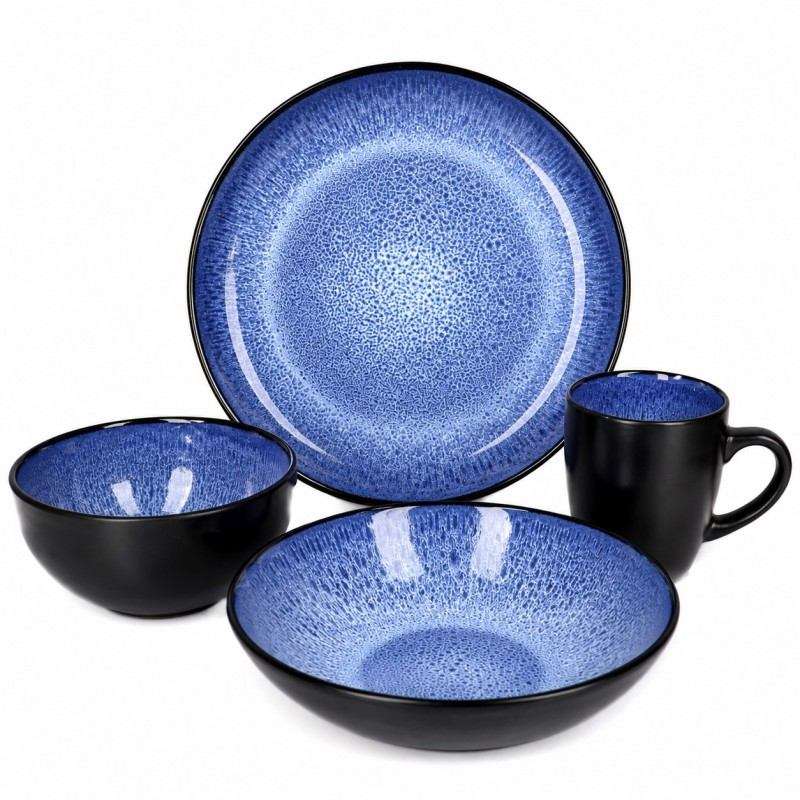 Black‑Blue Ombre Glazed Stoneware Set (1)