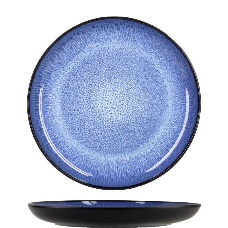 Black‑Blue Ombre Glazed Stoneware Set (5)