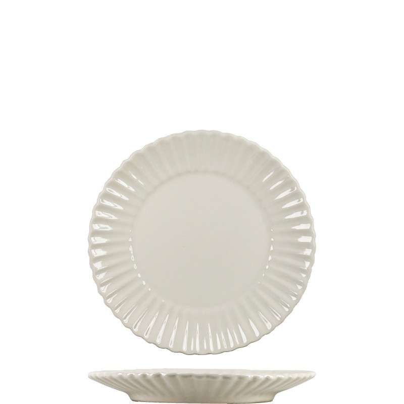 Ivory‑White Glazed Stoneware Set with Ruffled Textures (4)
