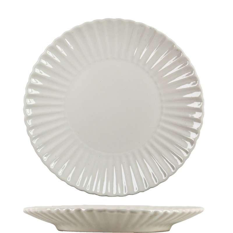 Ivory‑White Glazed Stoneware Set with Ruffled Textures (5)