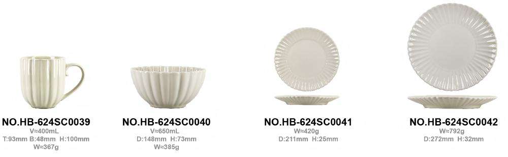 Ivory‑White Glazed Stoneware Set with Ruffled Textures (9)