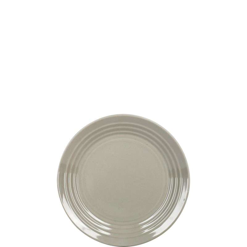 Light‑Grey Glazed Stoneware Set with Concentric Ring Textures (3)