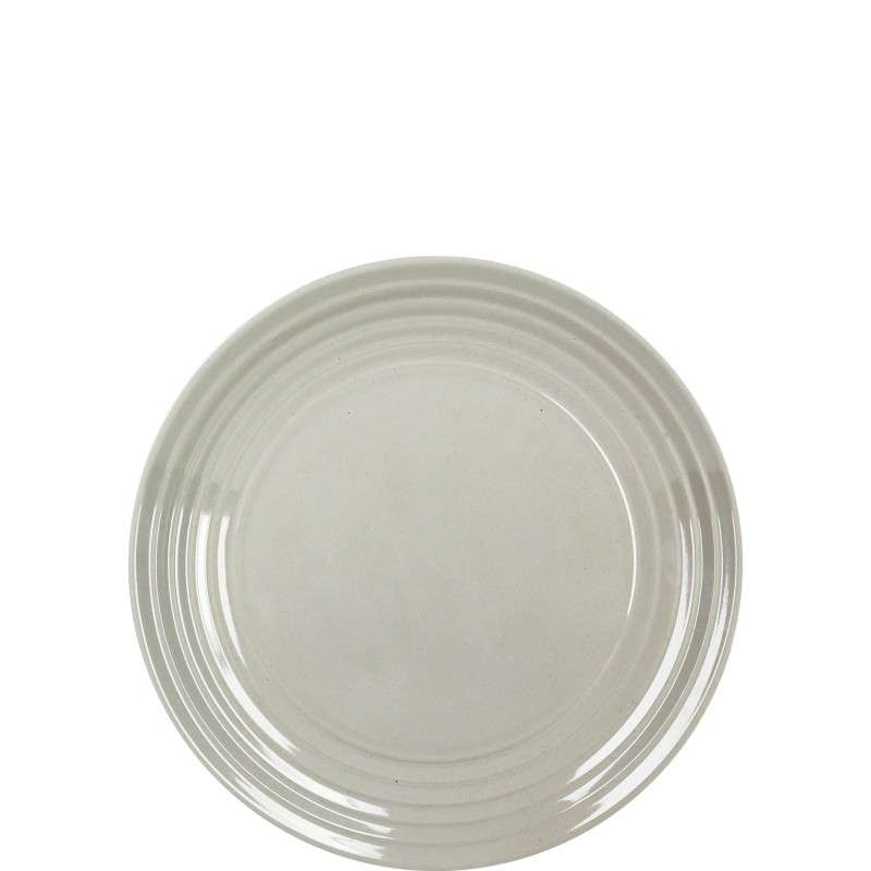 Light‑Grey Glazed Stoneware Set with Concentric Ring Textures (4)