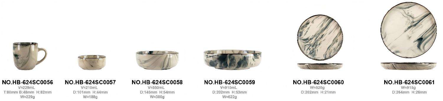 Marble‑Effect Glazed Stoneware Set (11)