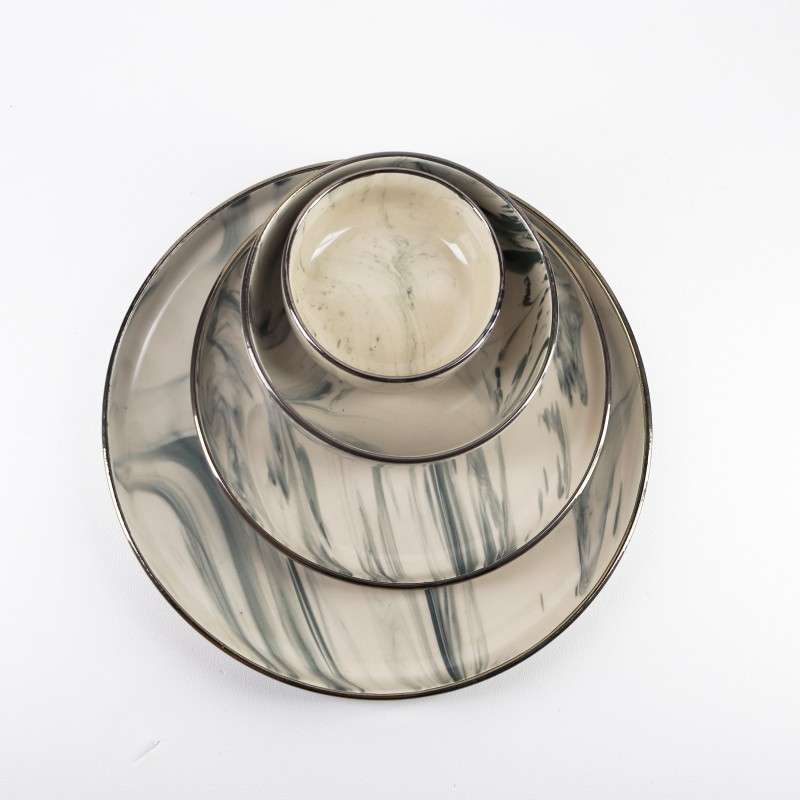Marble‑Effect Glazed Stoneware Set (9)