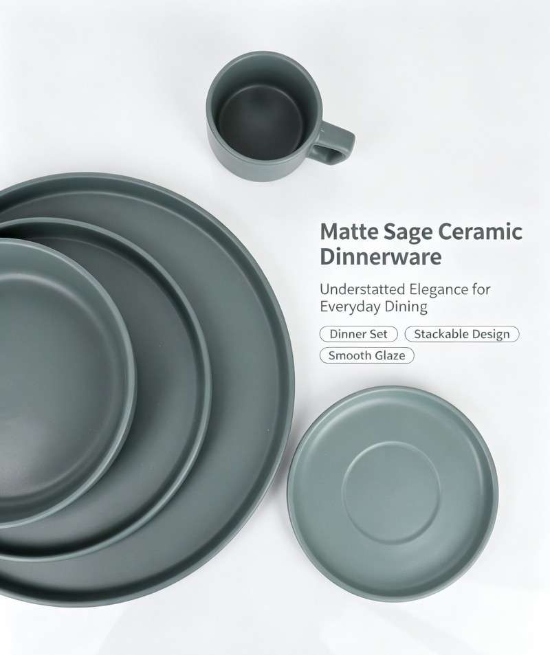 Minimalist Matte Grey Stoneware Set (1)