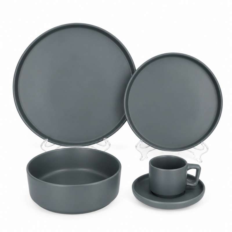 Minimalist Matte Grey Stoneware Set (8)