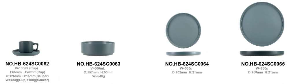 Minimalist Matte Grey Stoneware Set (9)