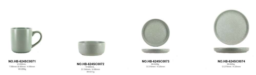 Mint‑Green Speckled Stoneware Set (8)
