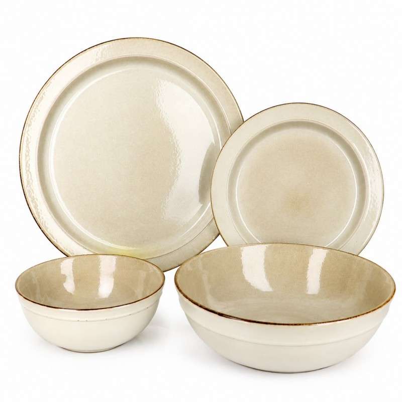 Off‑White Glazed Stoneware Set (7)