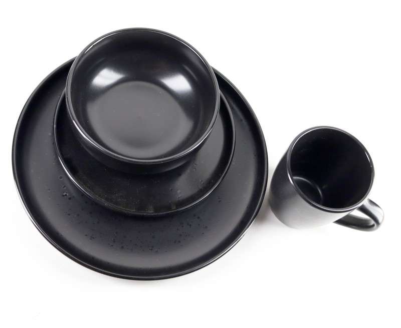 Solid Black Matte Stoneware Set (5)