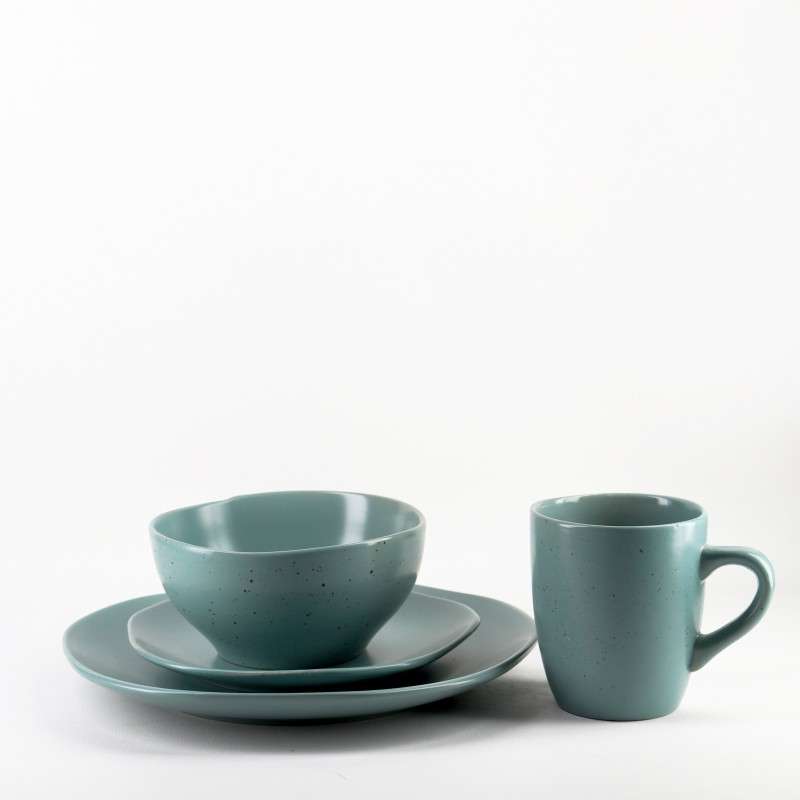 Teal‑Green Glazed Stoneware Set (7)