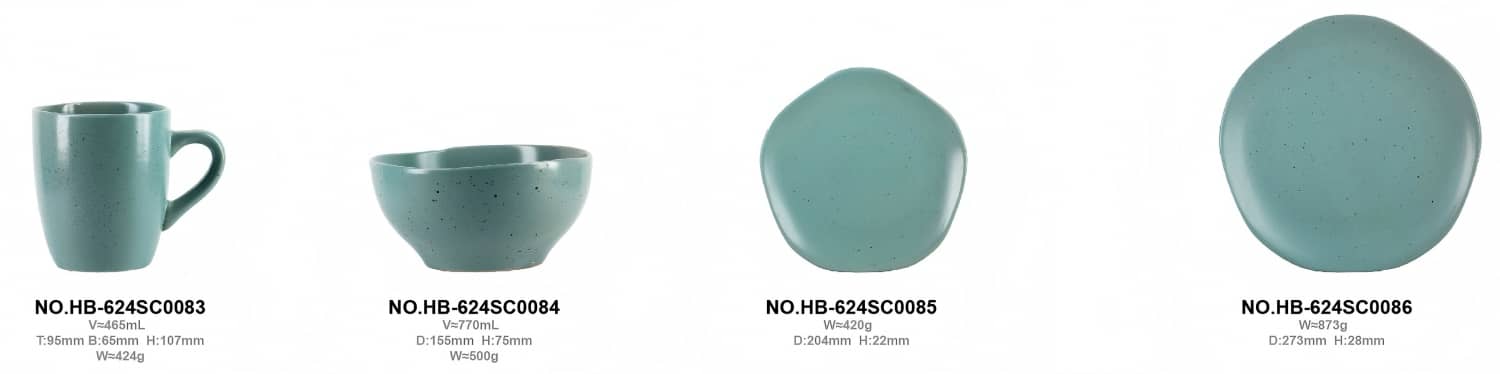 Teal‑Green Glazed Stoneware Set (9)