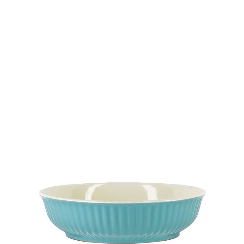 Tiffany‑Blue Glazed Stoneware Set with Vertical Ribbed Texture (3)